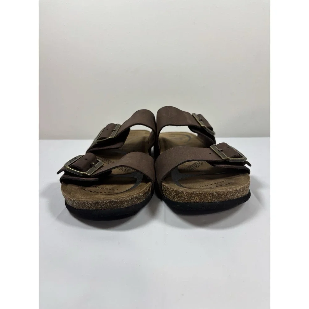 Abeo Sandals Mens N 8 Double Strap Brown Leather Comfort Slide‎ Arch Support